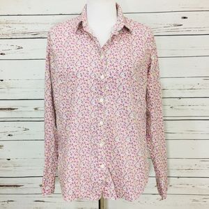 J. Crew Factory Floral The Perfect Shirt Pink Size Small